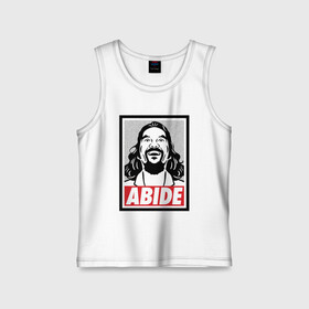 Детская майка хлопок с принтом ABIDE (Большой Лебовски) в Курске,  |  | abide | big | dude | jeff | lebowski | the | большой | лебовски | фильм | чувак