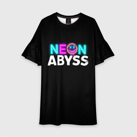 Детское платье 3D с принтом Neon Abyss в Курске, 100% полиэстер | прямой силуэт, чуть расширенный к низу. Круглая горловина, на рукавах — воланы | abyss | game | neon | абис | аид | бездна | игра | мрачный отряд | неон эбесс | эбис