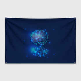 Флаг-баннер с принтом Медуза на синем в Курске, 100% полиэстер | размер 67 х 109 см, плотность ткани — 95 г/м2; по краям флага есть четыре люверса для крепления | jellyfish | medusa | жители | медуза | медузы | морские | океан