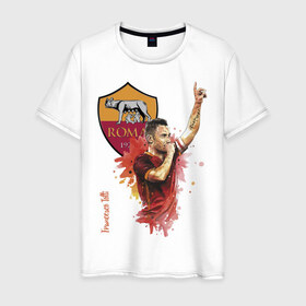Мужская футболка хлопок с принтом Francesco Totti Roma в Курске, 100% хлопок | прямой крой, круглый вырез горловины, длина до линии бедер, слегка спущенное плечо. | football | legend | roma | totti | италия | легенда | тотти | футбол