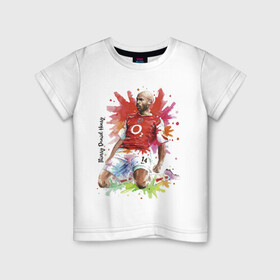 Детская футболка хлопок с принтом Thierry Daniel Henry в Курске, 100% хлопок | круглый вырез горловины, полуприлегающий силуэт, длина до линии бедер | england | football | forward | thierry daniel henry | англия | анри | форвард | футбол