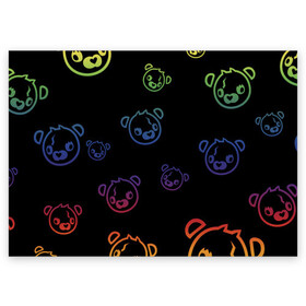Поздравительная открытка с принтом Colorful Bear в Курске, 100% бумага | плотность бумаги 280 г/м2, матовая, на обратной стороне линовка и место для марки
 | colorful | games | иллюстрация | медведь | обёртка | фортнайт