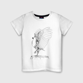 Детская футболка хлопок с принтом Орел расправил крылья в Курске, 100% хлопок | круглый вырез горловины, полуприлегающий силуэт, длина до линии бедер | гордость | крылья | могущество | орел | птица | тату
