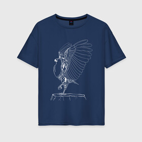 Женская футболка хлопок Oversize с принтом Орел расправил крылья (белый) в Курске, 100% хлопок | свободный крой, круглый ворот, спущенный рукав, длина до линии бедер
 | гордость | крылья | могущество | орел | птица | тату