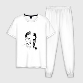 Мужская пижама хлопок с принтом Маяковский в Курске, 100% хлопок | брюки и футболка прямого кроя, без карманов, на брюках мягкая резинка на поясе и по низу штанин
 | звезды | любовь | маяковский | небо | поэзия | цитаты