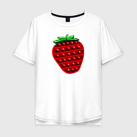 Мужская футболка хлопок Oversize с принтом Клубника, поп-ит, симпл-димпл в Курске, 100% хлопок | свободный крой, круглый ворот, “спинка” длиннее передней части | pop it | simple dimple | strawberry | клубника | поп ит | симпл димпл