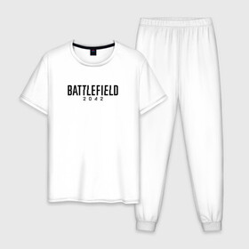 Мужская пижама хлопок с принтом BATTLEFIELD 2042 Батлфилд в Курске, 100% хлопок | брюки и футболка прямого кроя, без карманов, на брюках мягкая резинка на поясе и по низу штанин
 | Тематика изображения на принте: 2042 | battlefield | call | cod | counter | csgo | duty | game | rainbow | siege | six | strike | war | бателфилд | батла | батлфилд | боец | бэтлфилд | воин | война | игра | ксго | оружие | солдат | шутер