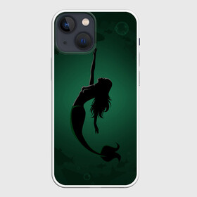 Чехол для iPhone 13 mini с принтом Русалка силуэт в Курске,  |  | flowers | mermaid | морская | русалка | русалочка | ундина | цветы