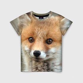 Детская футболка 3D с принтом Миленький лисенок в Курске, 100% гипоаллергенный полиэфир | прямой крой, круглый вырез горловины, длина до линии бедер, чуть спущенное плечо, ткань немного тянется | fox | foxy | животное | звери | лиса | лисенок | лисичка | милая | рыжая | фокс
