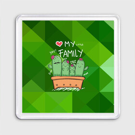 Магнит 55*55 с принтом Милая семья кактусов в Курске, Пластик | Размер: 65*65 мм; Размер печати: 55*55 мм | Тематика изображения на принте: cactus | кактус | кактусы | милый | растение | цветок