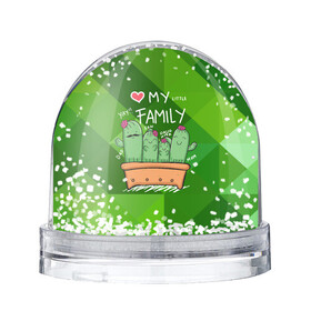 Игрушка Снежный шар с принтом Милая семья кактусов в Курске, Пластик | Изображение внутри шара печатается на глянцевой фотобумаге с двух сторон | cactus | кактус | кактусы | милый | растение | цветок