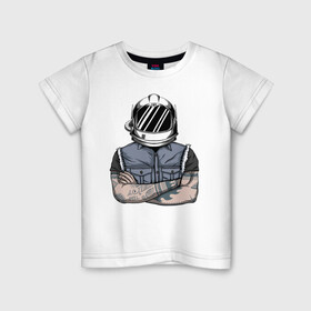 Детская футболка хлопок с принтом Astro Man в Курске, 100% хлопок | круглый вырез горловины, полуприлегающий силуэт, длина до линии бедер | астронавт | космос | крутой | скафандр | шлем