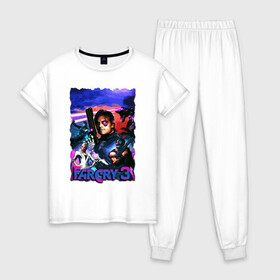 Женская пижама хлопок с принтом Far Cry 3: Blood Dragon в Курске, 100% хлопок | брюки и футболка прямого кроя, без карманов, на брюках мягкая резинка на поясе и по низу штанин | bloodragon | farcry | fc 5 | fc5 | фар край