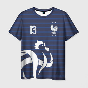 Мужская футболка 3D с принтом Канте в стиле формы Франции в Курске, 100% полиэфир | прямой крой, круглый вырез горловины, длина до линии бедер | football | france | kante | евро | канте | лого | логотип | нголо | сборная | сборная франции | форма | франция | французская | футбол