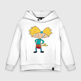 Детское худи Oversize хлопок с принтом Hey Arnold! в Курске, френч-терри — 70% хлопок, 30% полиэстер. Мягкий теплый начес внутри —100% хлопок | боковые карманы, эластичные манжеты и нижняя кромка, капюшон на магнитной кнопке | arnold | boy | cartoon | face | nickelodeon | арнольд | детство | мальчик | мультик | никелодион | эй арнольд