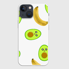 Чехол для iPhone 13 mini с принтом Банан и Авокадо в Курске,  |  | Тематика изображения на принте: авокадо | банан | витамины | вкусный | глаза | деликатес | десерт | диета | еда | жёлтый | кожура | косточка | лицо | меню | модный | мякоть | плод | прикол | рот | сладкий | смешной | смузи | сочный