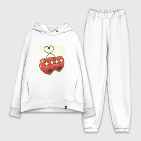 Женский костюм хлопок Oversize с принтом Японские кавайные яблоки в Курске,  |  | anime | apple | apples | art | cute | fruit | fruits | japan | japanese | kanji | kawaii | love | manga | алфавит | аниме | арт | в японском стиле | кандзи | красные яблоки | любовь | манга | милота | сердечко | сердце | фрукты | яблоко