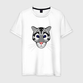 Мужская футболка хлопок с принтом Дымчатый леопард в Курске, 100% хлопок | прямой крой, круглый вырез горловины, длина до линии бедер, слегка спущенное плечо. | Тематика изображения на принте: животное | зверь | кот | кошка | леопард