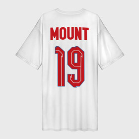 Платье-футболка 3D с принтом Мэйсон Маунт форма Англия в Курске,  |  | 2020 | 2021 | euro | fifa | mason | mount | uefa | аглийская | англичане | англия | евро | маунт | мэйсон | мэйсон маунт | сборная англии | сборной | уефа | фифа | форма | футбол | футбольная