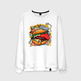 Мужской свитшот хлопок с принтом Hey, Burger!  в Курске, 100% хлопок |  | Тематика изображения на принте: burger | вредная еда | гамбургер | иллюстрация | напиток