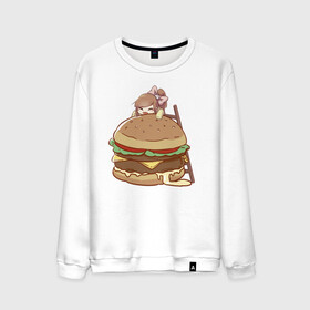 Мужской свитшот хлопок с принтом Anime Burger в Курске, 100% хлопок |  | Тематика изображения на принте: аниме | бургер | гамбургер | девушка | иллюстрация
