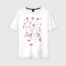 Женская футболка хлопок Oversize с принтом Геометрия в Курске, 100% хлопок | свободный крой, круглый ворот, спущенный рукав, длина до линии бедер
 | геометрия | зеленый | красный | круг | овал | розовый | синий