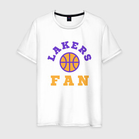 Мужская футболка хлопок с принтом Lakers Fan в Курске, 100% хлопок | прямой крой, круглый вырез горловины, длина до линии бедер, слегка спущенное плечо. | basketball | bryant | game | james | kobe | lakers | lebron | los angeles | nba | sport | streetball | баскетбол | баскетболист | брайант | джеймс | игра | игрок | коби | леброн | лейкерс | лос анджелес | мяч | нба | спорт | стритбол