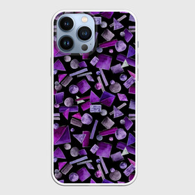 Чехол для iPhone 13 Pro Max с принтом Геометрический фиолетовый в Курске,  |  | abstraction | black | dark | geometric | violet | абстракция | геометрический | геометрия | квадрат | круг | линии | темный | треугольник | фиолетовый | черный