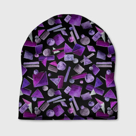 Шапка 3D с принтом Геометрический фиолетовый в Курске, 100% полиэстер | универсальный размер, печать по всей поверхности изделия | Тематика изображения на принте: abstraction | black | dark | geometric | violet | абстракция | геометрический | геометрия | квадрат | круг | линии | темный | треугольник | фиолетовый | черный