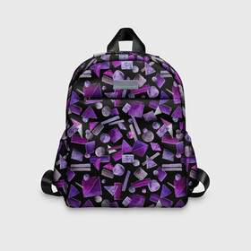 Детский рюкзак 3D с принтом Геометрический фиолетовый в Курске, 100% полиэстер | лямки с регулируемой длиной, сверху петелька, чтобы рюкзак можно было повесить на вешалку. Основное отделение закрывается на молнию, как и внешний карман. Внутри дополнительный карман. По бокам два дополнительных кармашка | abstraction | black | dark | geometric | violet | абстракция | геометрический | геометрия | квадрат | круг | линии | темный | треугольник | фиолетовый | черный