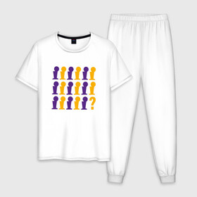 Мужская пижама хлопок с принтом Champions - Lakers в Курске, 100% хлопок | брюки и футболка прямого кроя, без карманов, на брюках мягкая резинка на поясе и по низу штанин
 | Тематика изображения на принте: basketball | bryant | game | james | kobe | lakers | lebron | los angeles | nba | sport | streetball | баскетбол | баскетболист | брайант | джеймс | игра | игрок | коби | леброн | лейкерс | лос анджелес | мяч | нба | спорт | стритбол