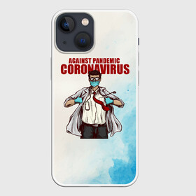 Чехол для iPhone 13 mini с принтом Coronavirus в Курске,  |  | corona | covid | doc | doctor | virus | арт | вирус | врач | графика | доктор | ковид | коронавирус
