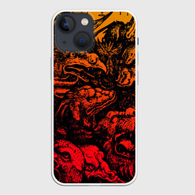 Чехол для iPhone 13 mini с принтом Grotesque animals в Курске,  |  | голова | гротеск | животные | звери | искусство | клыки | монстр | оскал | пасть | ретро | старый | страшный