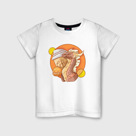 Детская футболка хлопок с принтом Кофейный дракон в Курске, 100% хлопок | круглый вырез горловины, полуприлегающий силуэт, длина до линии бедер | Тематика изображения на принте: дракон | дракон с кофе | коричневый | кофе | оранжевый