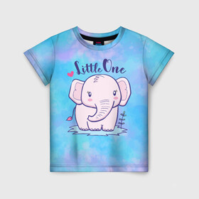 Детская футболка 3D с принтом Маленький слоненок в Курске, 100% гипоаллергенный полиэфир | прямой крой, круглый вырез горловины, длина до линии бедер, чуть спущенное плечо, ткань немного тянется | Тематика изображения на принте: детеныш | милый | ребенок | слон | слоненок | слоник