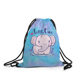 Рюкзак-мешок 3D с принтом Маленький слоненок в Курске, 100% полиэстер | плотность ткани — 200 г/м2, размер — 35 х 45 см; лямки — толстые шнурки, застежка на шнуровке, без карманов и подкладки | детеныш | милый | ребенок | слон | слоненок | слоник