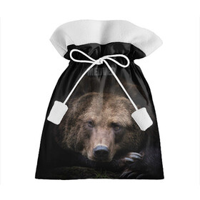 Подарочный 3D мешок с принтом Русский MEDVED в Курске, 100% полиэстер | Размер: 29*39 см | Тематика изображения на принте: животные | звери | медведь | природа | русский медведь | черный
