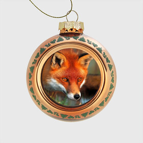 Стеклянный ёлочный шар с принтом Лисица охотница в Курске, Стекло | Диаметр: 80 мм | fox | foxy | животное | звери | лиса | лисенок | лисичка | милая | рыжая | фокс
