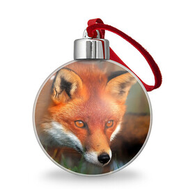 Ёлочный шар с принтом Лисица охотница в Курске, Пластик | Диаметр: 77 мм | fox | foxy | животное | звери | лиса | лисенок | лисичка | милая | рыжая | фокс