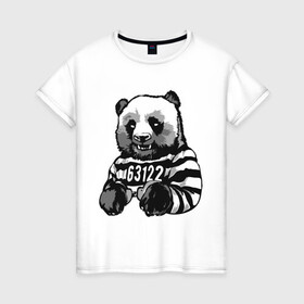 Женская футболка хлопок с принтом Панда вор в Курске, 100% хлопок | прямой крой, круглый вырез горловины, длина до линии бедер, слегка спущенное плечо | bear | panda | вор | животные | звери | медведь | мишка | панда | панды | преступник | природа