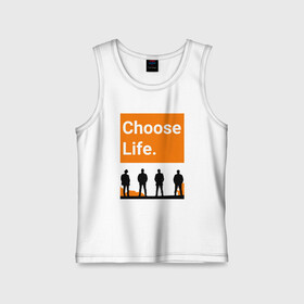 Детская майка хлопок с принтом Choose Life в Курске,  |  | britain | chill | choose life | cinema | danny boyle | movie | trainspotting | британия | выбери жизнь | драма | дэнни бойл | ирвин уэлш | кино | криминал | макгрегор | на игле | тусовка | фильм