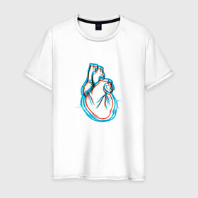 Мужская футболка хлопок с принтом 3D эффект | Биение сердца в Курске, 100% хлопок | прямой крой, круглый вырез горловины, длина до линии бедер, слегка спущенное плечо. | 3д | anaglyph | art | blue | cardio | focus | heart | heartbeat | love | real heart | red | анаглиф | арт | глитч | глич | иллюстрация | кардио | кардиограмма | клапаны | красный | любовь | настоящее сердце | рисунок | сердце | синий