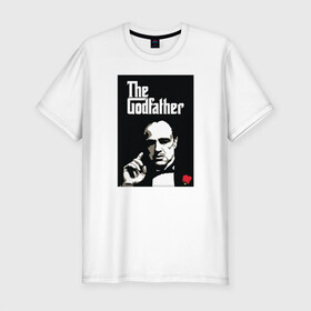 Мужская футболка хлопок Slim с принтом Вито Корлеоне в Курске, 92% хлопок, 8% лайкра | приталенный силуэт, круглый вырез ворота, длина до линии бедра, короткий рукав | godfather | кино | крестный отец | фильм