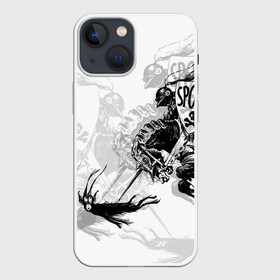 Чехол для iPhone 13 mini с принтом Всадник и чёрт в Курске,  |  | Тематика изображения на принте: всадник и чёрт | дьявол | конь | лошадь | монстр | рыцарь | череп