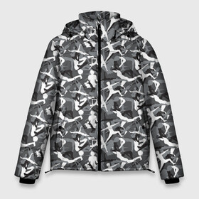 Мужская зимняя куртка 3D с принтом Гимнастика в Курске, верх — 100% полиэстер; подкладка — 100% полиэстер; утеплитель — 100% полиэстер | длина ниже бедра, свободный силуэт Оверсайз. Есть воротник-стойка, отстегивающийся капюшон и ветрозащитная планка. 

Боковые карманы с листочкой на кнопках и внутренний карман на молнии. | Тематика изображения на принте: sport | гимнастика | зож | йога | легкая атлетика | пластика | спорт | спортсмен | физкультура | фитнес