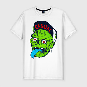 Мужская футболка хлопок Slim с принтом Zombie casual в Курске, 92% хлопок, 8% лайкра | приталенный силуэт, круглый вырез ворота, длина до линии бедра, короткий рукав | bmx | зомби | скейтер | урбан