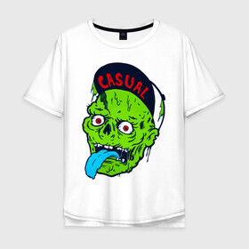 Мужская футболка хлопок Oversize с принтом Zombie casual в Курске, 100% хлопок | свободный крой, круглый ворот, “спинка” длиннее передней части | bmx | зомби | скейтер | урбан