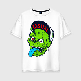 Женская футболка хлопок Oversize с принтом Zombie casual в Курске, 100% хлопок | свободный крой, круглый ворот, спущенный рукав, длина до линии бедер
 | bmx | зомби | скейтер | урбан