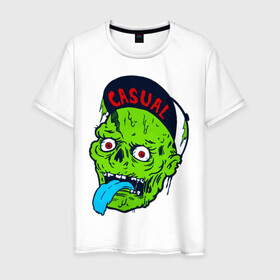 Мужская футболка хлопок с принтом Zombie casual в Курске, 100% хлопок | прямой крой, круглый вырез горловины, длина до линии бедер, слегка спущенное плечо. | bmx | зомби | скейтер | урбан