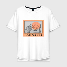 Мужская футболка хлопок Oversize с принтом Parasite в Курске, 100% хлопок | свободный крой, круглый ворот, “спинка” длиннее передней части | bong joon ho | korea | parasite | актер | драма | канны | кино | комедия | корея | оскар | паразиты | пон чжун хо | режиссер | семья | триллер